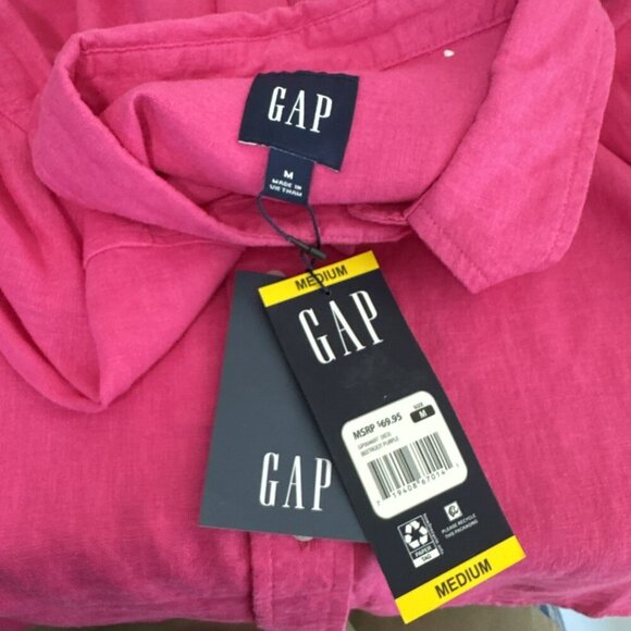 Gap Women's M Linen Blend Button Up Shirt Pink NWT - Picture 8 of 16